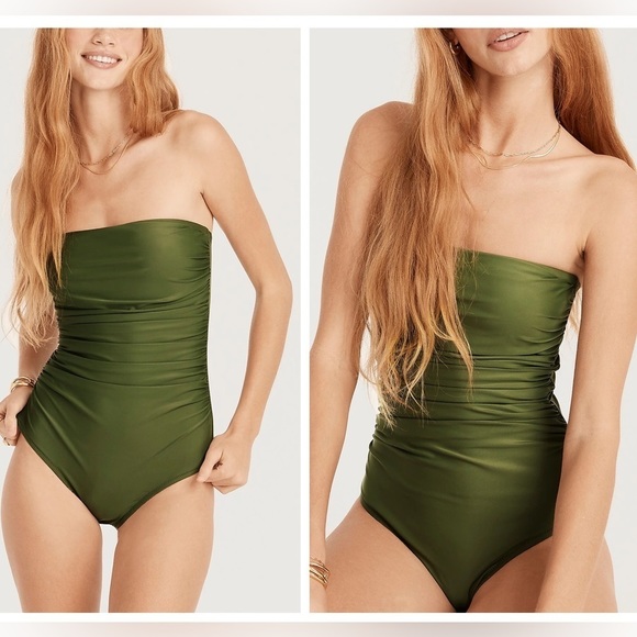 J. Crew Other - J.crew Ruched Bandeau One-Piece in Green Size 6 NWT